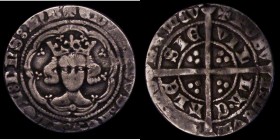 Halfgroat Edward III Calais Mint, Annulet on breast S.1623, North 1263, Fine with some weakness to the obverse legend, Rare, comes with ticket