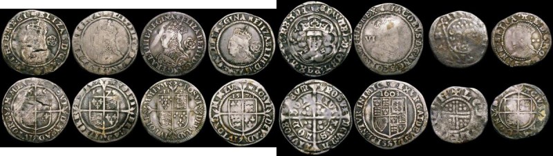 Hammered a small group (8) Sixpences (5) Elizabeth I 1570 mintmark Castle. 1575 ...
