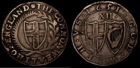 Shilling 1651 Commonwealth, No stops on obverse, ESC 983B, Bull 84, a bold and evenly struck example, Fine, the reverse with a few signs of flan stres...