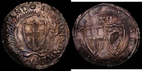 Shilling 1653 Commonwealth ESC 987, Bull 124 a few small striking and small edge cracks, overall a very pleasing example appears GVF and colourfully t...