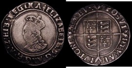 Shilling Elizabeth I First Issue, Bust 2B S.2549, North 1985 mintmark Lis Fine/NVF with an edge nick at 10 o'clock, nevertheless a pleasing and even c...
