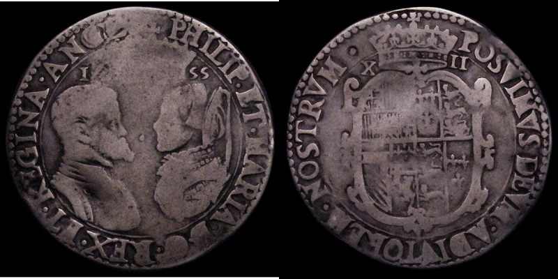 Shilling Philip and Mary 1555 English titles only, with mark of value S.2501 VG ...