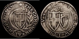 Sixpence 1653 Commonwealth ESC 1488, Bull 197, 2.91 grammes, Fine with a slightly weak area below the 53 of the date
