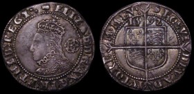 Sixpence Elizabeth I 1592 Sixth Issue, Bust 6C S.2578B mintmark Tun, VF with touches of gold tone