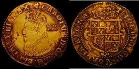 Unite Charles I Group A, Bust 1a, in Coronation robes with flatter single-arched crown, Reverse: Square topped shield S.2686, North 2147, type as Broo...