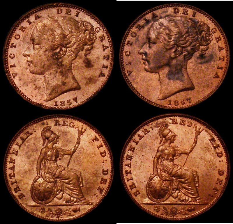 Farthings 1857 Peck 1585 (2) A/UNC to UNC and with some toning and considerable ...