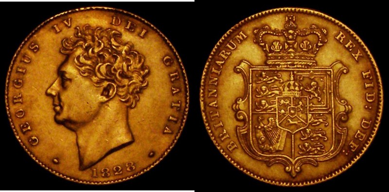 Half Sovereign 1828 Marsh 409 VF with some contact marks on the obverse, most ex...