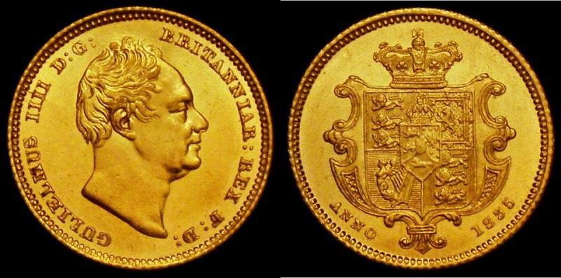 Half Sovereign 1835 Marsh 411 EF and lustrous, the obverse showing some signs of...