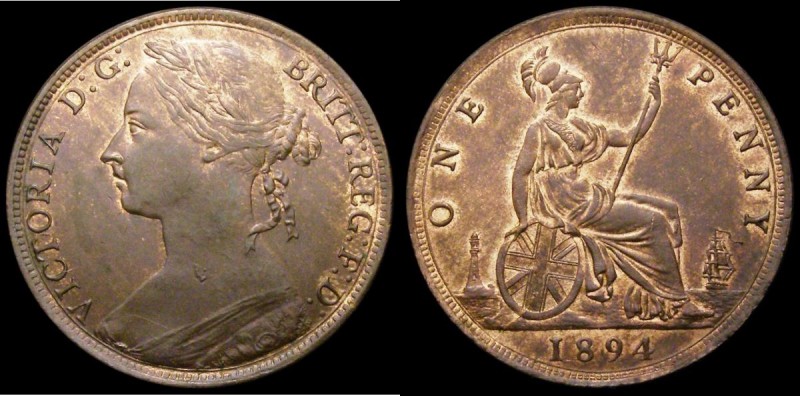 Penny 1894 Freeman 138 dies 12+N GEF with traces of lustre