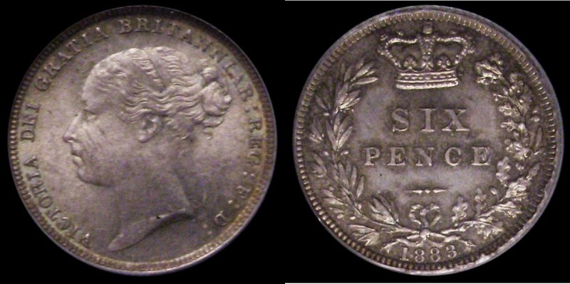 Sixpence 1883 ESC 1744, Bull 3255 an eye-catching example displaying mint lustre...