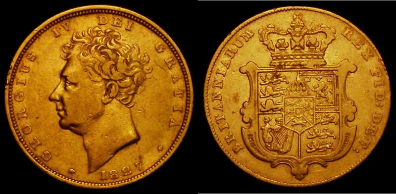 Sovereign 1827 Good Fine/Fine with some small edge nicks, comes with Royal Mint ...