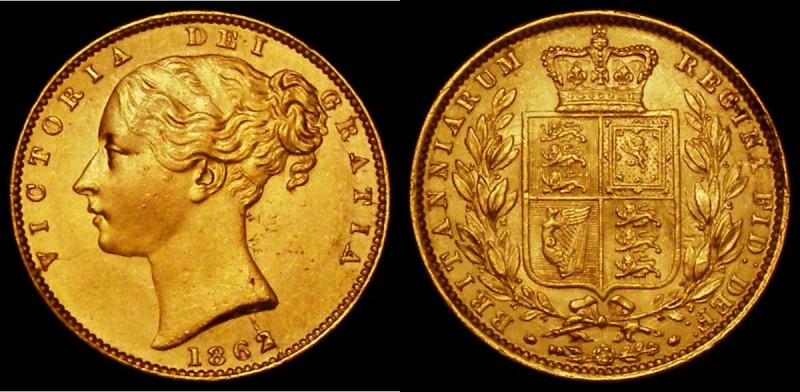 Sovereign 1862 Marsh lightly rubbed on the Queen's cheek and jawline, the hair d...