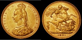 Sovereign 1891S an unlisted type, Obverse with the first type legend with D:G: further from the crown, Reverse: Horse with long tail. NEF/EF with some...