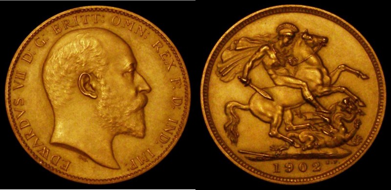 Sovereign 1902 Matt Proof S.3969 nFDC the obverse with some small contact marks