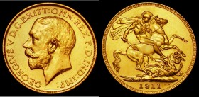 Sovereign 1911 Proof S.3996 A/UNC the obverse with a depression and hairlines in front of the bust where smoothed below D:G: