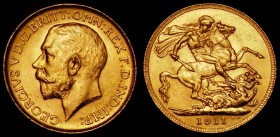 Sovereign 1911C Marsh 221 A/UNC and lustrous with some contact marks, scarce, comes with Royal Mint 'Certified and Authenticated' ticket