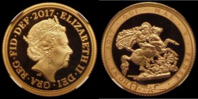 Sovereign 2017 Gold Proof Piedfort - 200th Anniversary of the re-introduction of the Gold Sovereign, Reverse: George and the Dragon within Order of th...