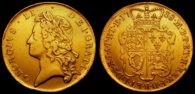 Two Guineas 1738 Repositioned legend S.3667B Fine or slightly better, with traces of old mounting on the tops of the rims at 3 and 9 o'clock visible u...