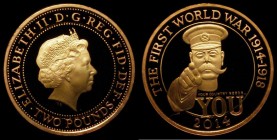 Two Pounds 2014 100th Anniversary of the First World War - Lord Kitchener S.K34 Gold Proof FDC or near so with some small flecks of tone, uncased in c...