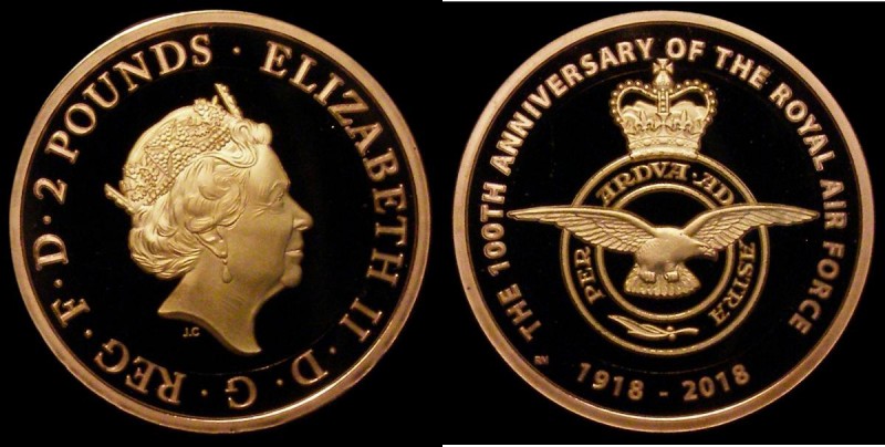 Two Pounds 2018 100th Anniversary of the RAF - Centenary Badge Gold Proof S.K50 ...