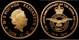 Two Pounds 2018 100th Anniversary of the RAF - Centenary Badge Gold Proof S.K50 FDC uncased in capsule