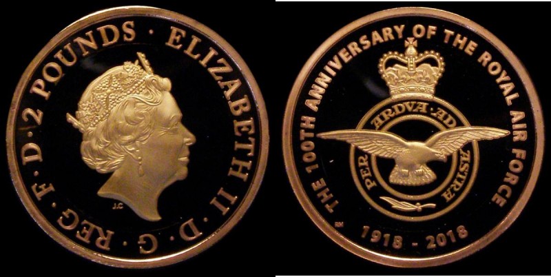 Two Pounds 2018 100th Anniversary of the RAF - Centenary Badge Gold Proof S.K50 ...