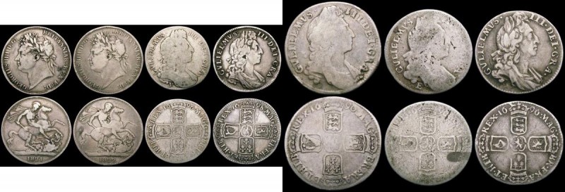 Crowns to Sixpences a small group (7) Crowns (2) 1821 SECUNDO, 1822 TERTIO Halfc...