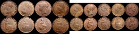 Farthings in LCGS holders (9) 1831 Peck 1466 EF, graded LCGS 60. 1843 Peck 1563 A/UNC with traces of lustre, graded LCGS 75. 1845 Reverse B, B of BRIT...
