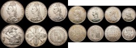 Victoria 1887 Jubilee Head coinage (7) Crown 1887 NEF, Double Florin 1887 Arabic 1 GVF/NEF, Halfcrown 1887 NEF, Florin 1887 GVF/NEF, Shilling 1887 VF/...
