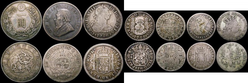 World Silver a small group (7) Japan Yen Year 24 (1891), South Africa 2 1/2 Shil...