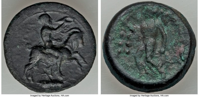 SICILY. Himera. Ca. 420-407 BC. AE hemilitra or hexonkia (6.80 gm). Fine. Reduce...