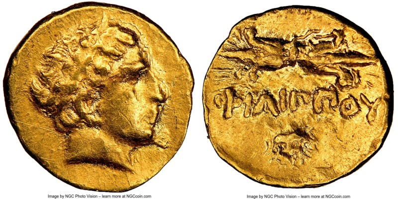 MACEDONIAN KINGDOM. Philip II (359-336 BC). AV 1/12 stater or obol (0.71 gm). NG...