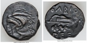 SCYTHIA. Olbia. Ca. 230-220 BC. AE (22mm, 7.50 gm, 12h). Choice VF, flan flaw. Head of Heracles left, wearing lion skin headdress / OΛBIO, bow in bowc...