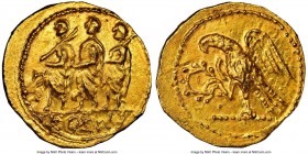 SCYTHIA. Geto-Dacians. Coson (ca. after 54 BC). AV stater (19mm, 8.43 gm, 12h). NGC MS 4/5 - 4/5, scuff. Ca. 44-42 BC. Roman consul walking left, acco...