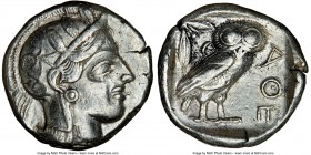 ATTICA. Athens. Ca. 440-404 BC. AR tetradrachm (24mm, 17.18 gm, 7h). NGC Choice VF 5/5 - 3/5. Mid-mass coinage issue. Head of Athena right, wearing cr...