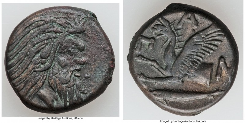 CIMMERIAN BOSPORUS. Panticapaeum. 4th century BC. AE (21mm, 68.32 gm, 12h). Choi...