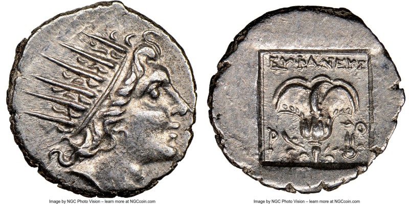 CARIAN ISLANDS. Rhodes. Ca. 88-84 BC. AR drachm (15mm, 11h). NGC Choice AU. Plin...