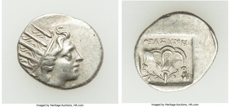 CARIAN ISLANDS. Rhodes. Ca. 88-84 BC. AR drachm (16mm, 2.38 gm, 1h). XF. Plintho...