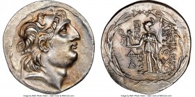 SELEUCID KINGDOM. Antiochus VII Euergetes (Sidetes) (138-129 BC). AR tetradrachm (32mm, 16.84gm 12h). NGC Choice AU 5/5 - 4/5, brushed. Antioch on the...