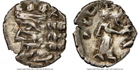 PERSIS KINGDOM. Namopad (Namopat) (1st century BC). AR obol (10mm, 7h). NGC Choice XF. Diademed and draped bust left, wearing mural crown / Namopat st...