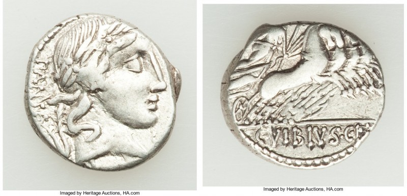 C. Vibius C. f. Pansa (ca. 90 BC). AR denarius (18mm, 4.01 gm, 10h). Choice Fine...