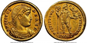 Valens, Eastern Roman Empire (AD 364-378). AV solidus (22mm, 4.39 gm, 5h). NGC Choice XF 4/5 - 2/5, graffiti. Nicomedia, 6th officina, 25 February AD ...