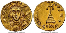 Tiberius III Apsimar (AD 698-705). AV solidus (20mm, 4.40 gm, 6h). NGC MS 4/5 - 3/5, clipped, brushed. Constantinople, 3rd officina. D tIbЄRI-ЧS PЄ-AV...