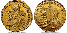 Constantine VII Porphyrogenitus (AD 913-959), with Romanus I Lecapenus. AV solidus (19mm, 4.33 gm, 7h). NGC AU 5/5 - 4/5, edge scuff. Constantinople, ...