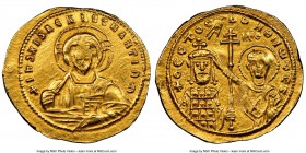 John I Tzimisces (AD 969-976). AV histamenon nomisma (23mm, 4.34 gm, 7h). NGC AU 3/5 - 3/5, edge bumps. Constantinople, AD 970-973. + IhS XIS REX REGN...