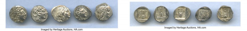 ANCIENT LOTS. Greek. Lycian League. Ca. 48-20 BC. Lot of five (5) AR hemidrachms...