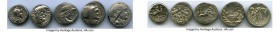 ANCIENT LOTS. Roman Republic. Lot of five (5) AR denarii. About VF-VF. Includes: M. Cipius M.f. (115-114 BC) // L. Memmius (109-108 BC) // Q. Lutatius...