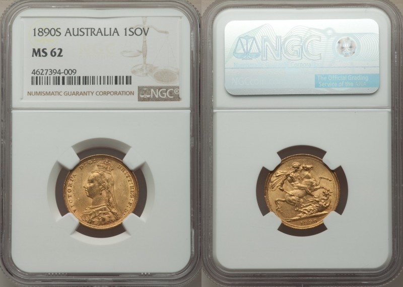 Victoria gold Sovereign 1890-S MS62 NGC, Sydney mint, KM10. AGW 0.2355 oz. 

H...