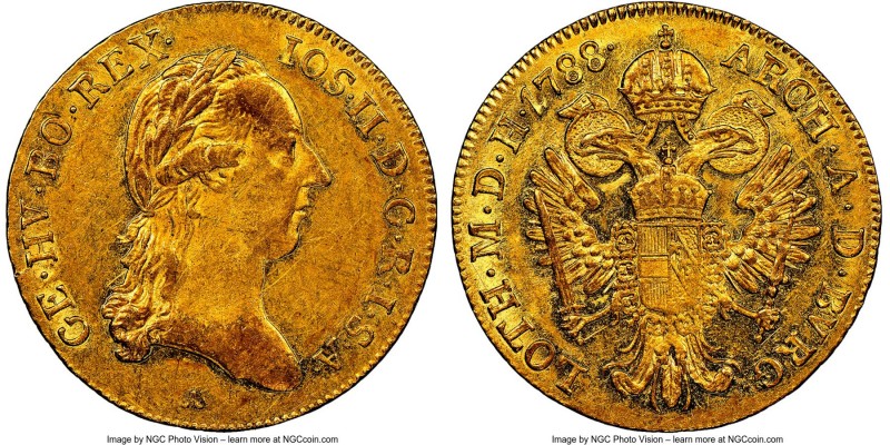 Joseph II gold Ducat 1788-A AU Details (Obverse Scratched) NGC, Vienna mint, KM1...