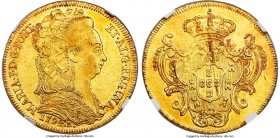 Maria I gold 6400 Reis 1794-R AU58 NGC, Rio de Janeiro mint, KM226.1. Touches of copper decorate the patinated surfaces while a delicate amount of wea...